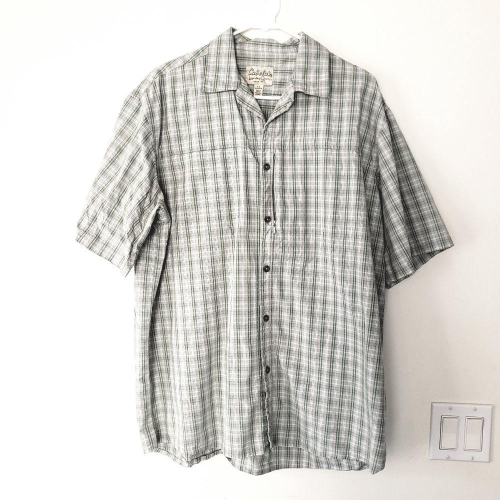 Cabela's Outfitters Green Plaid Cool Max Shirt, L